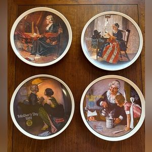 4 Knowles Norman Rockwell Collector Mother's Day Plates 1979 1980 1981 1982.